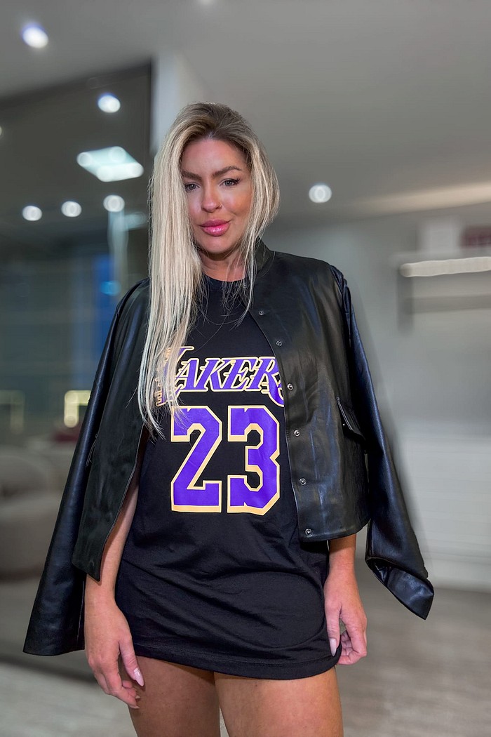 Camiseta alongada oversized estampa los Angeles Lakers