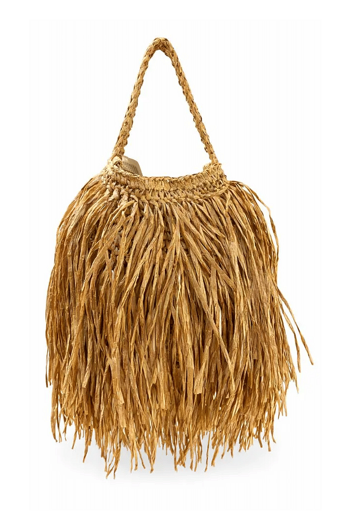 Bolsa em palha com franjas