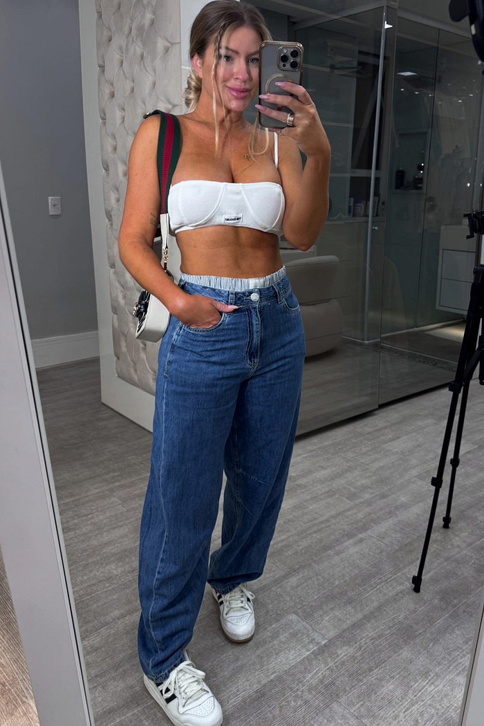 Calça jeans reta Selena