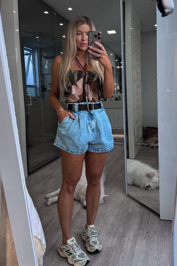 Short jeans clochard com elástico Cili