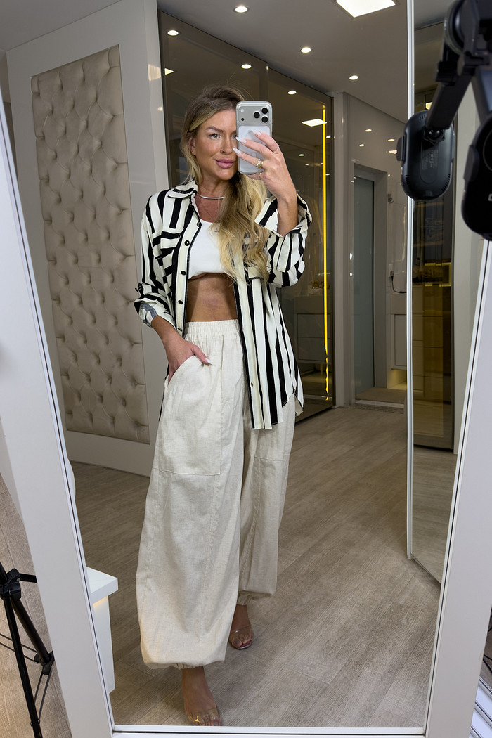 Camisa alongada estampa listras