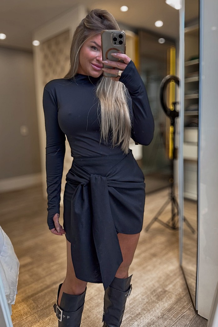 Blusa manga longa com gola alta dedinho Myla Térmica