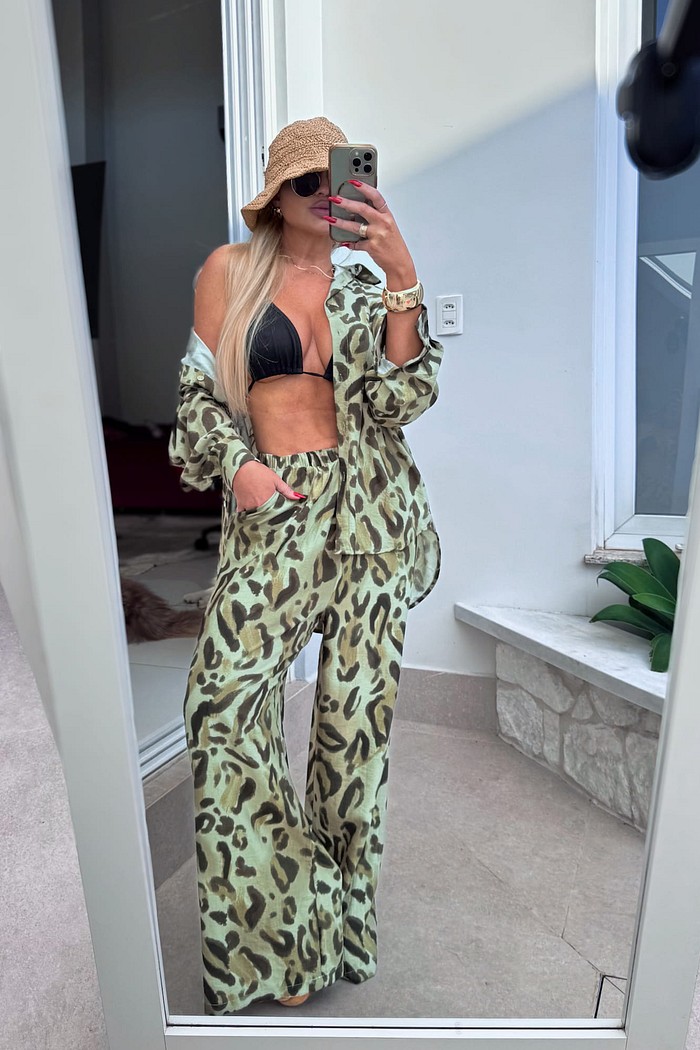 Camisa alongada estampada onça Marielle