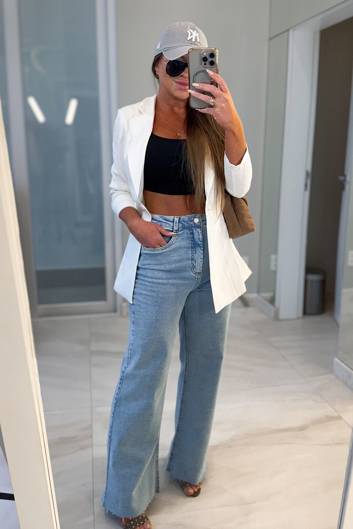 Calça jeans wide leg Perla