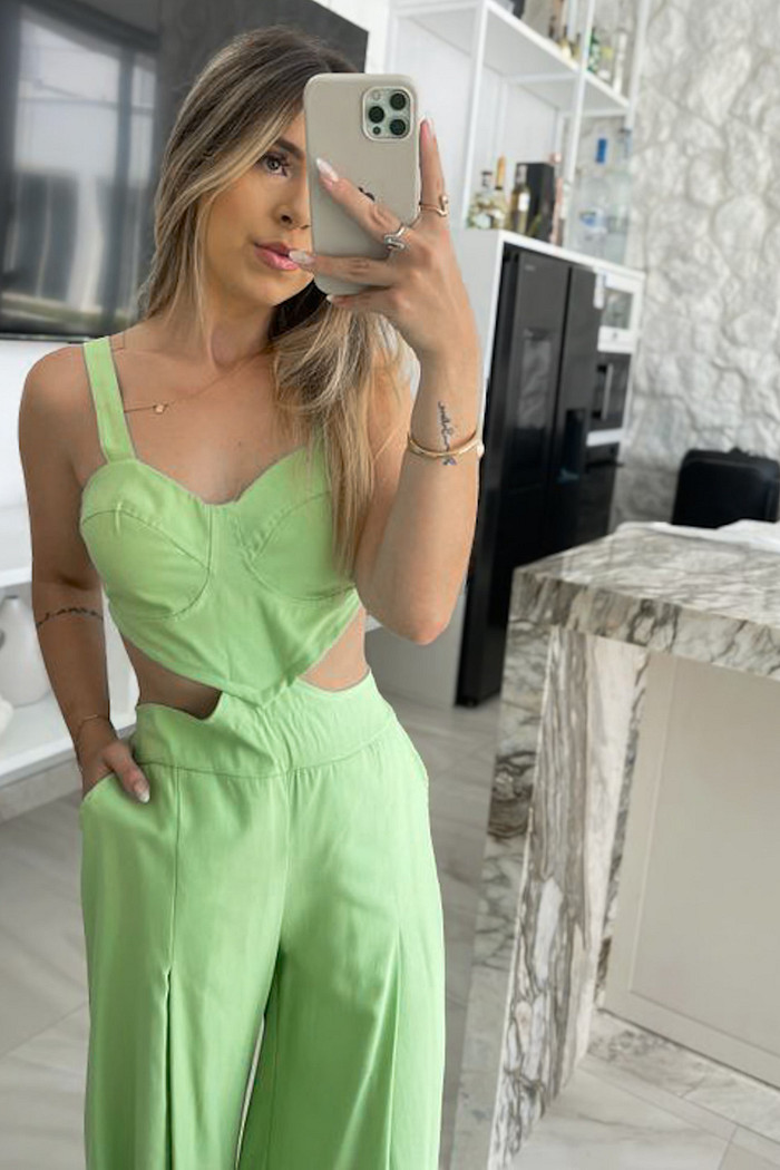 Macacão pantalona verde lima