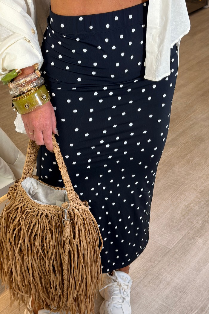 Saia midí estampa de Poá