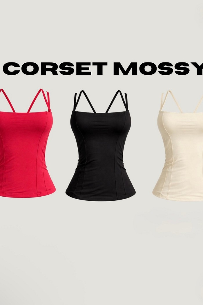 Blusa corset de alcinha dupla em poliamida Mossy
