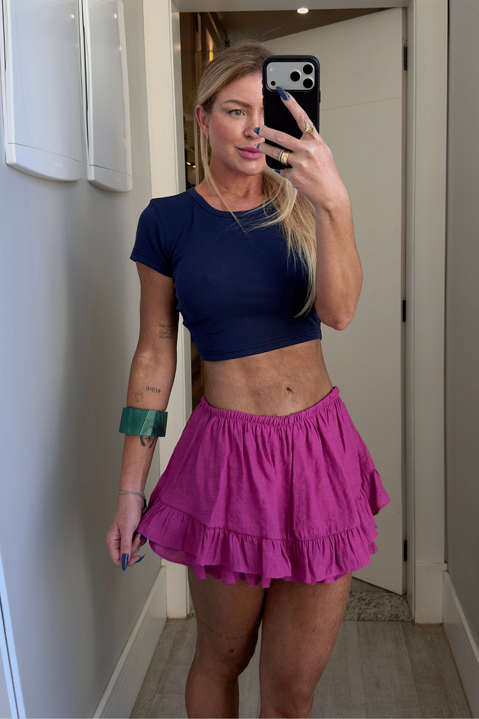 Cropped básico manga curta