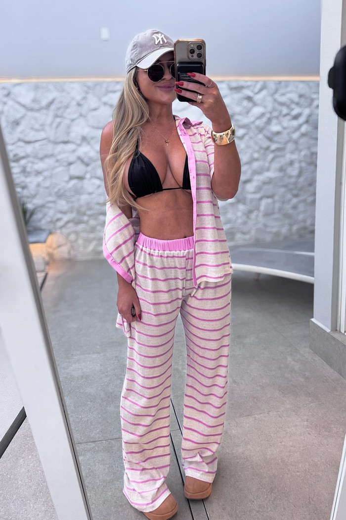 Conjunto calça e camisa de listra Eliza