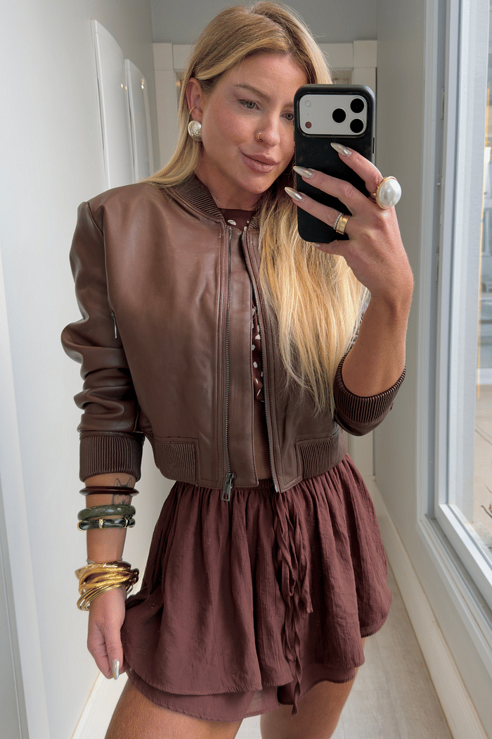 Jaqueta em couro Lígia