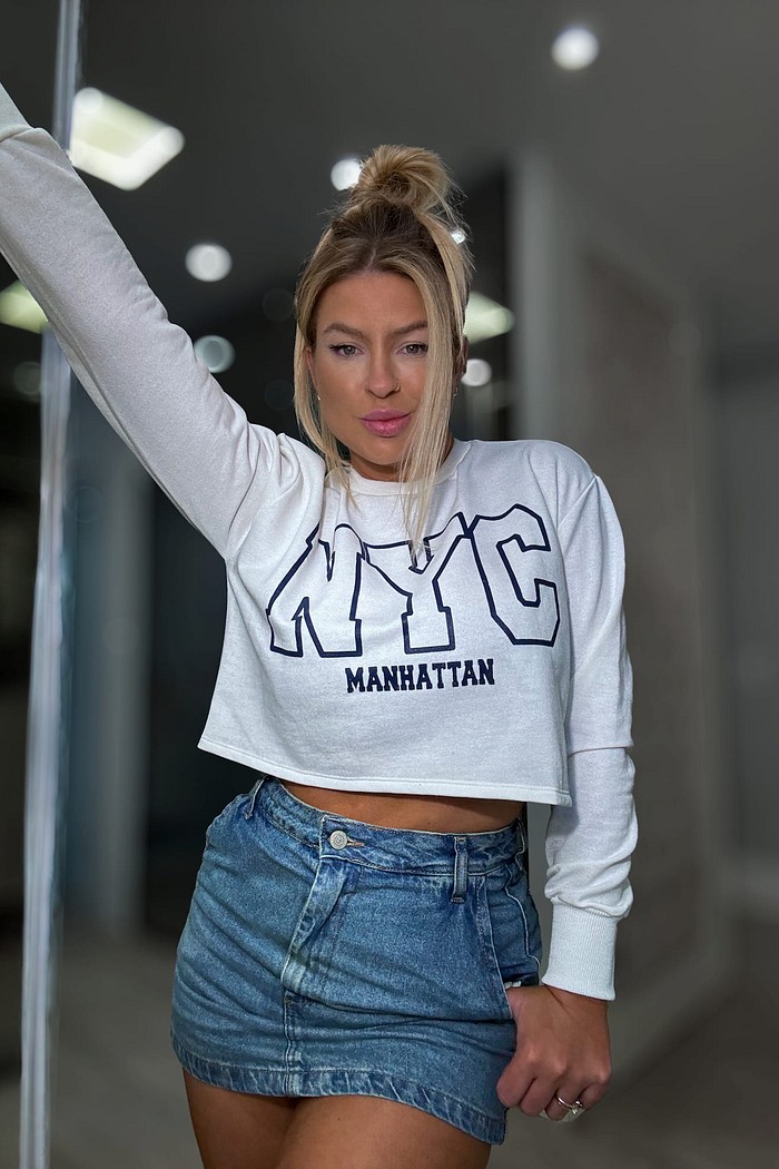 Cropped moletom careca manga longa New York City