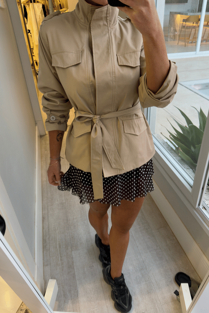 Jaqueta em sarja com amarração Raquel