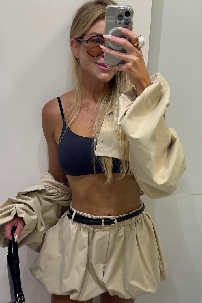 Conjunto short saia balone com jaqueta bomber Antônia