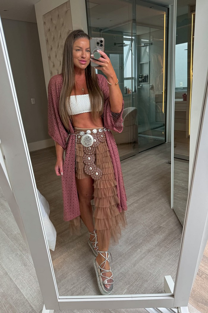 Kimono alongado vazado