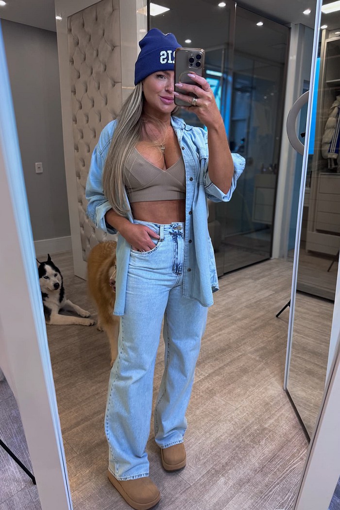 Calça jeans wide leg Pilar