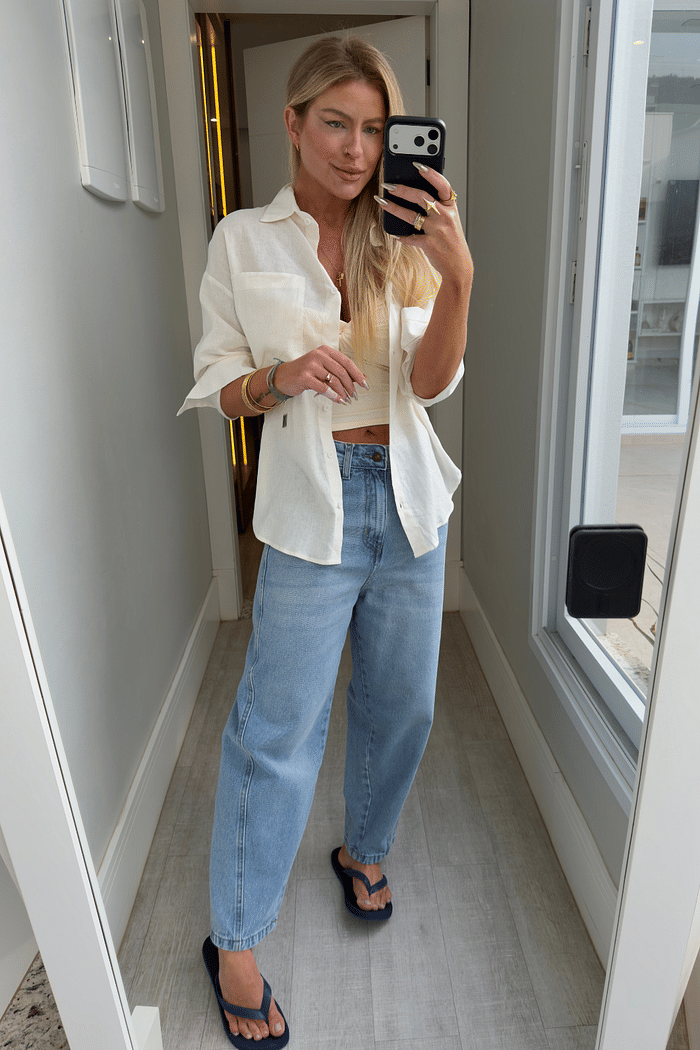 Calça jeans ballon recortes Karen