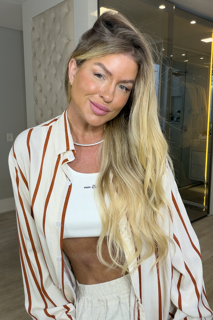 Camisa alongada estampa listras