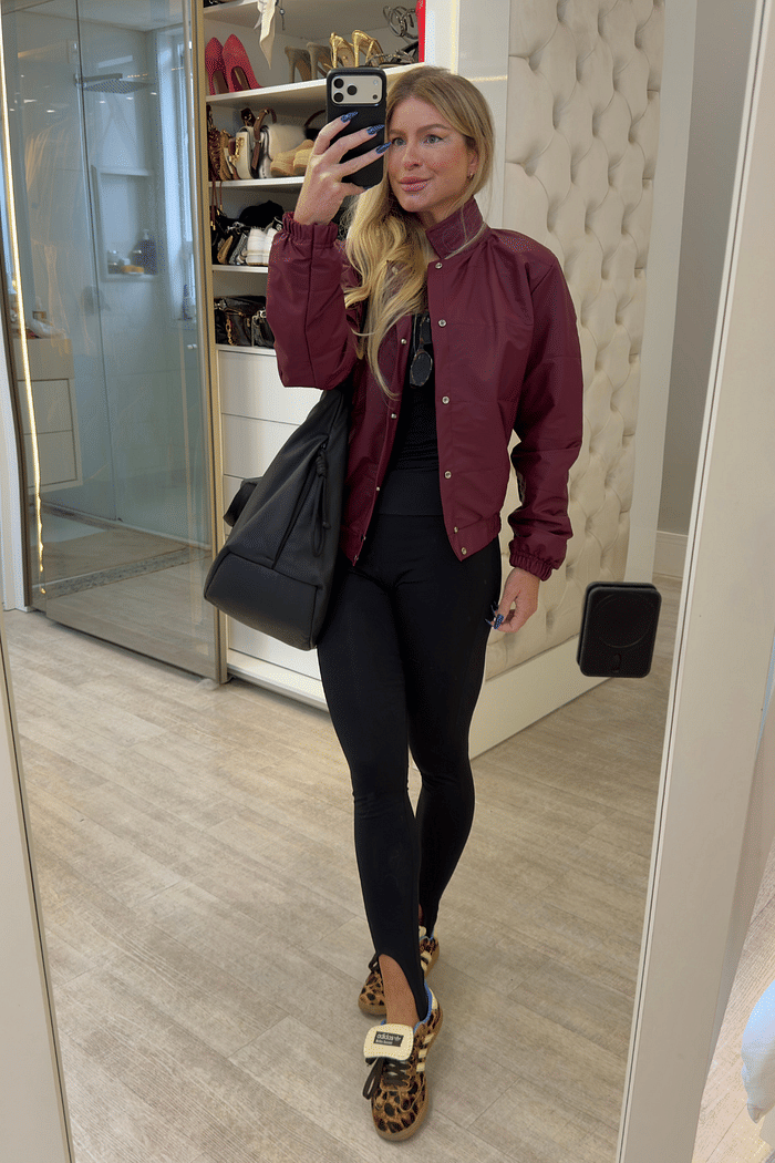 Jaqueta puffer em couro sintético Alina