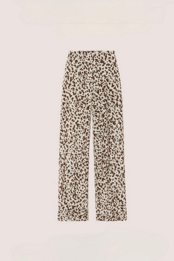 Calça pantalona em tule estampa onça Mavi