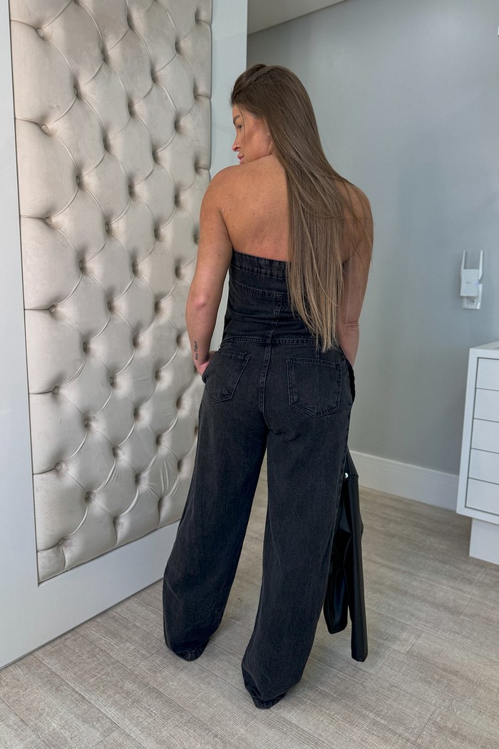 Macacão jeans preto