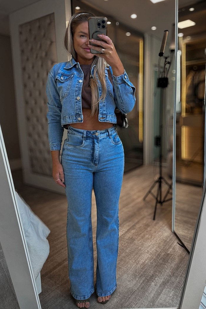 Jaqueta jeans cropped Celina