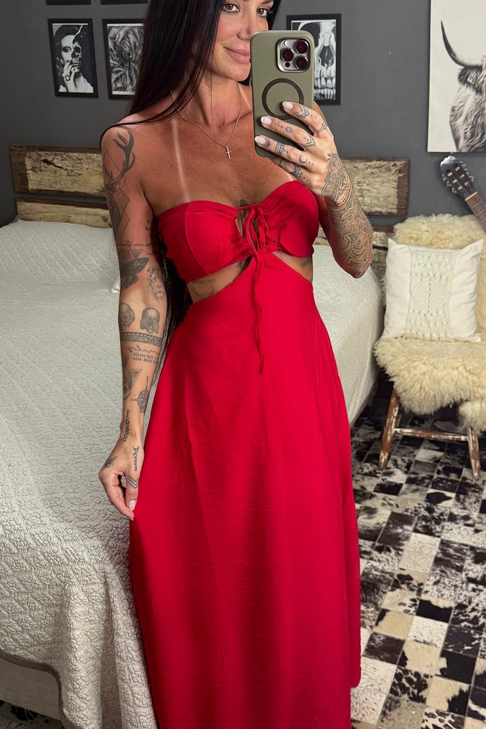 Vestido longo tomara que caia Wania