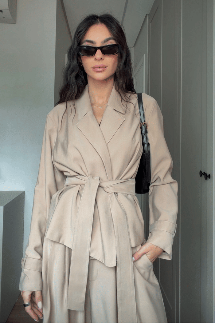 Blazer alfaiataria com amarração Aline