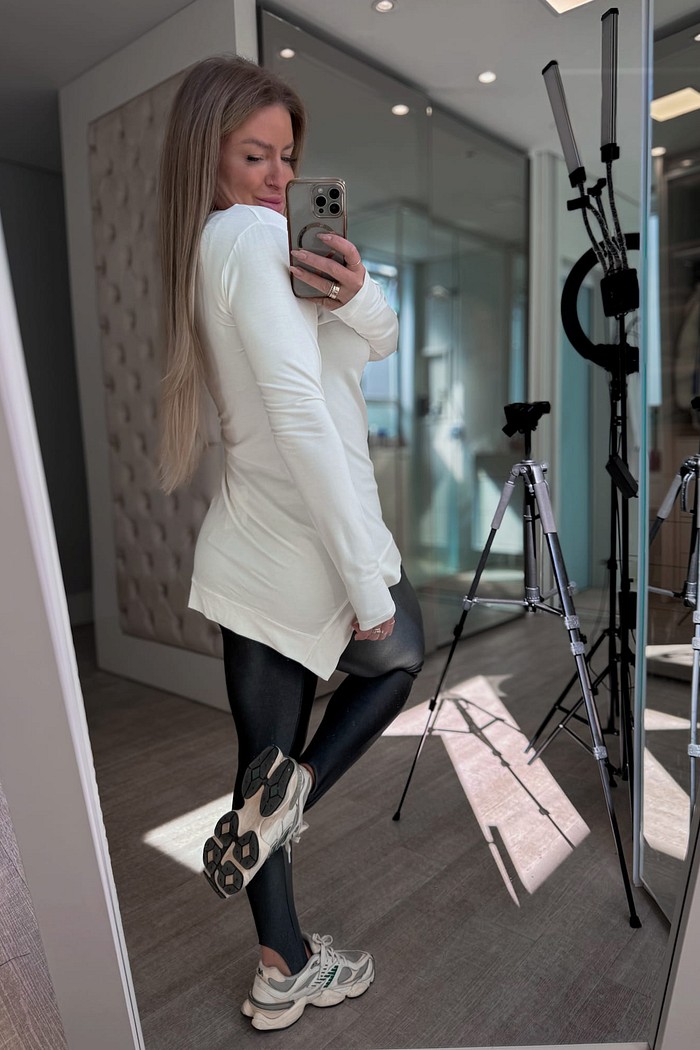 Blusa alongada manga longa Aurelie