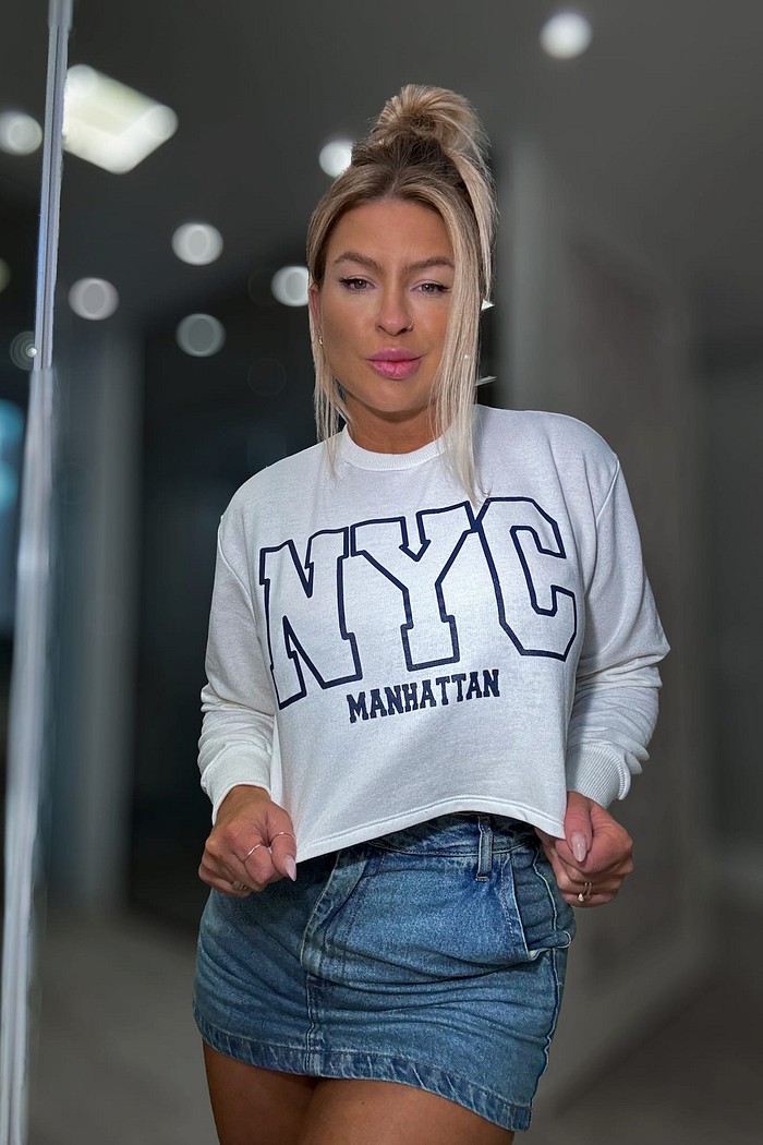 Cropped moletom careca manga longa New York City