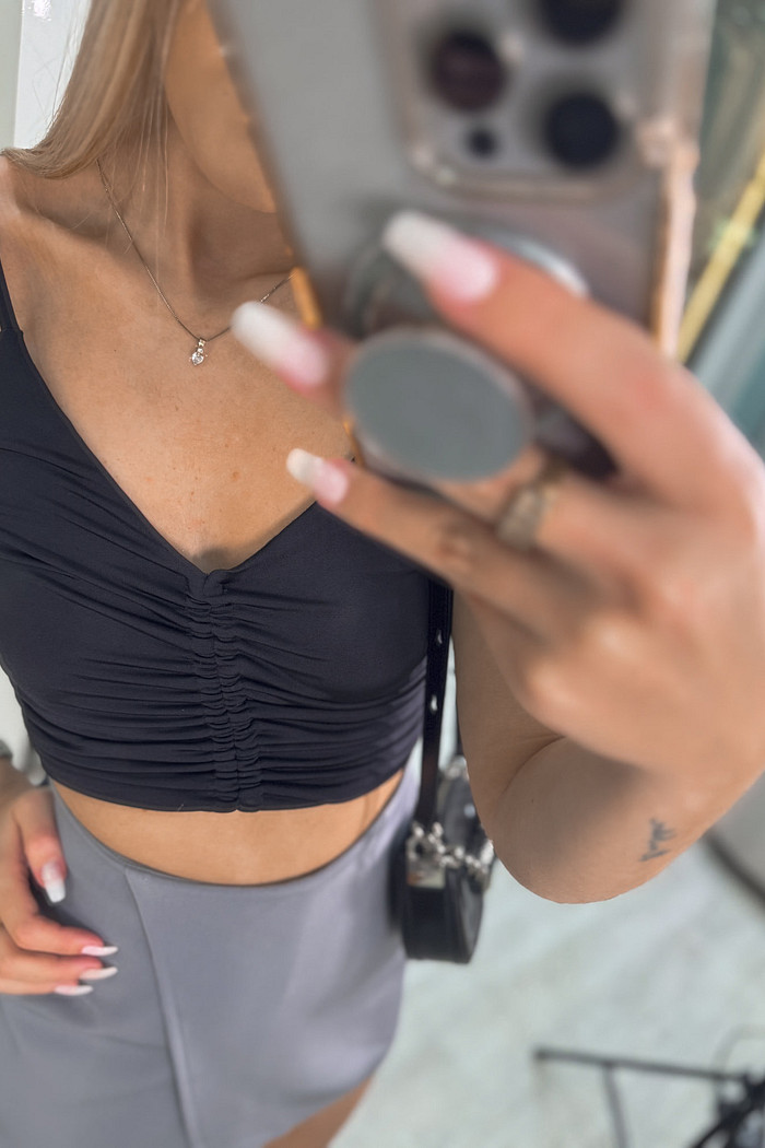 Cropped malha franzido