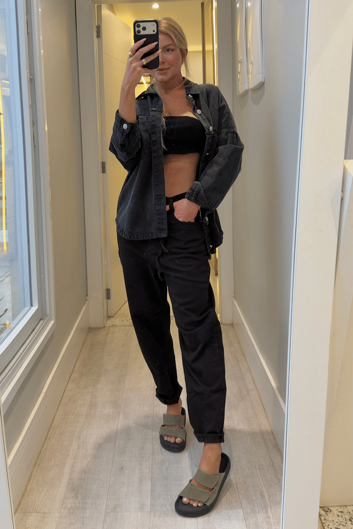 Calça jeans preta Clochard