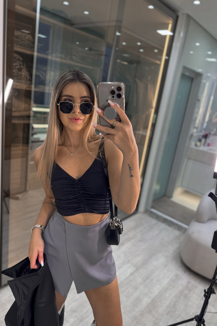 Cropped malha franzido