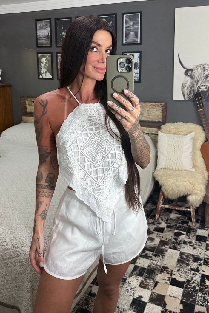 Short em linho esportivo com amarração