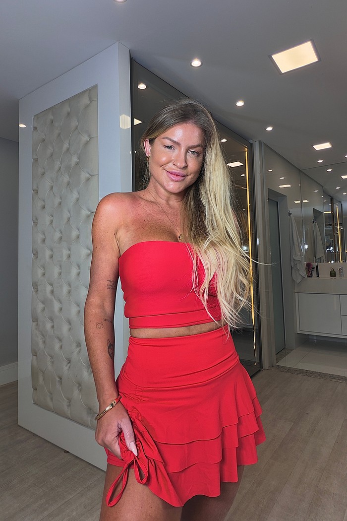 cropped tomara que caia em poliamida Mila