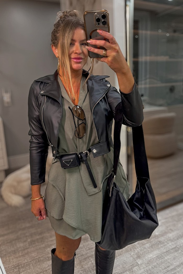 Jaqueta de couro sintético Cloe