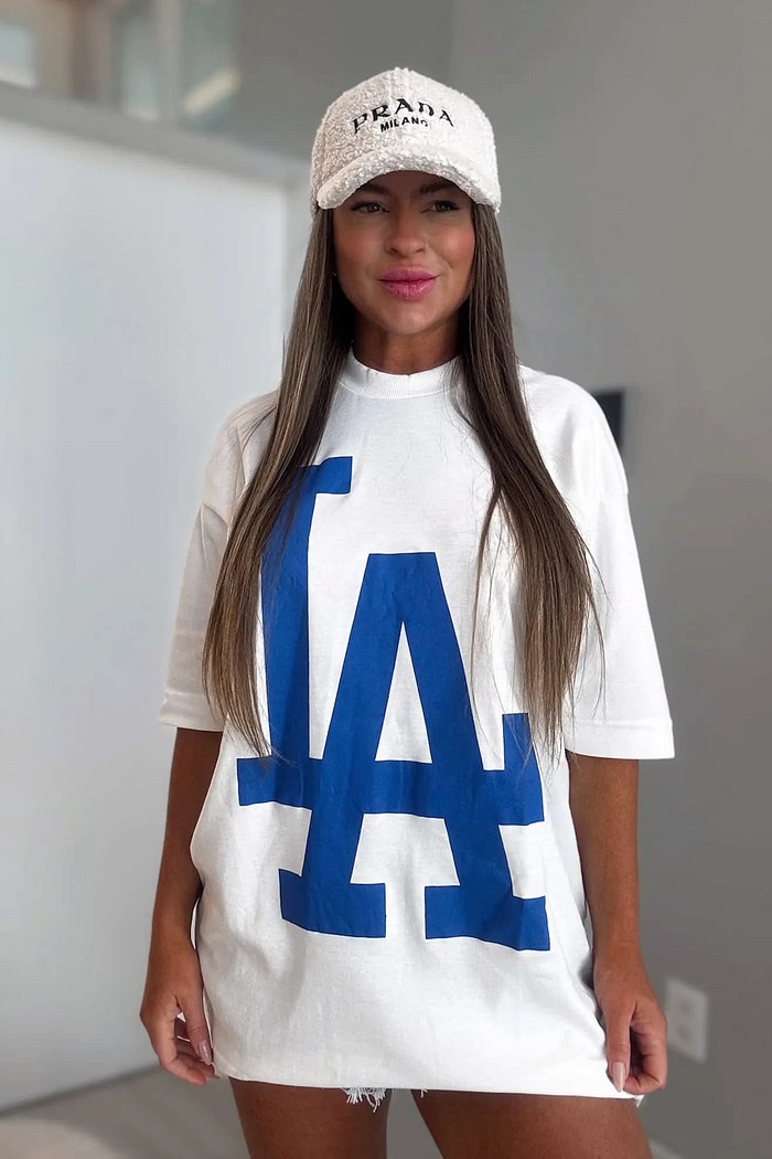 T-shirt alongada estampa Los Angeles