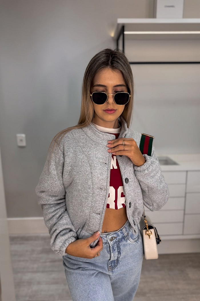 Casaco peluciado cinza Emily