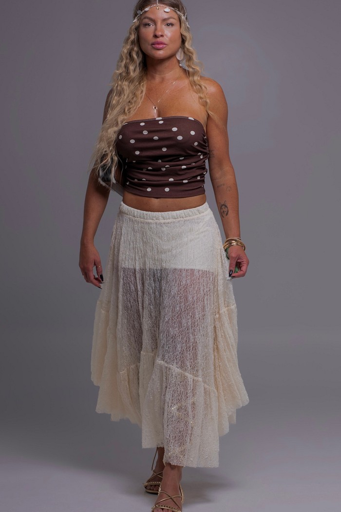 Saia longa em renda Fluida