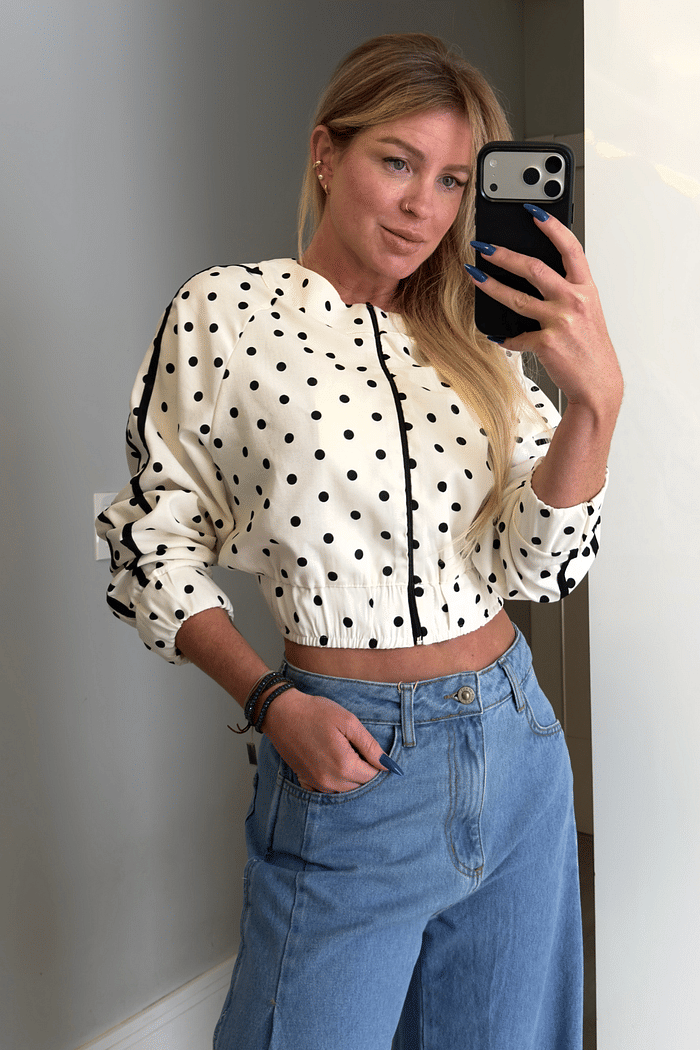 Jaqueta bomber estampa de Poá