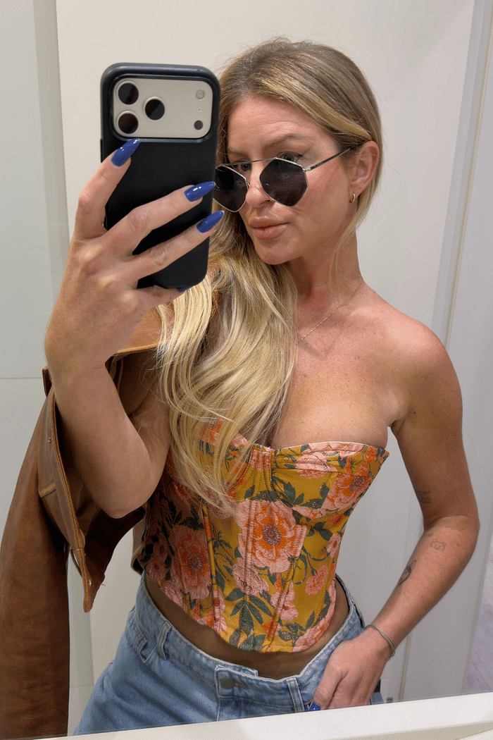 Cropped corset estampa floral