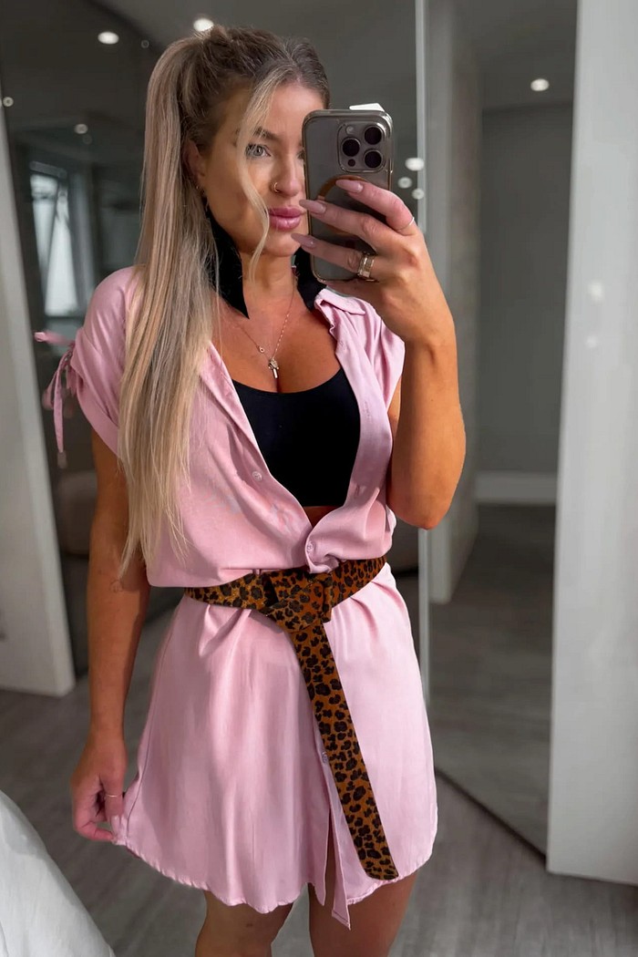 Cinto em couro sintético camurça de onça