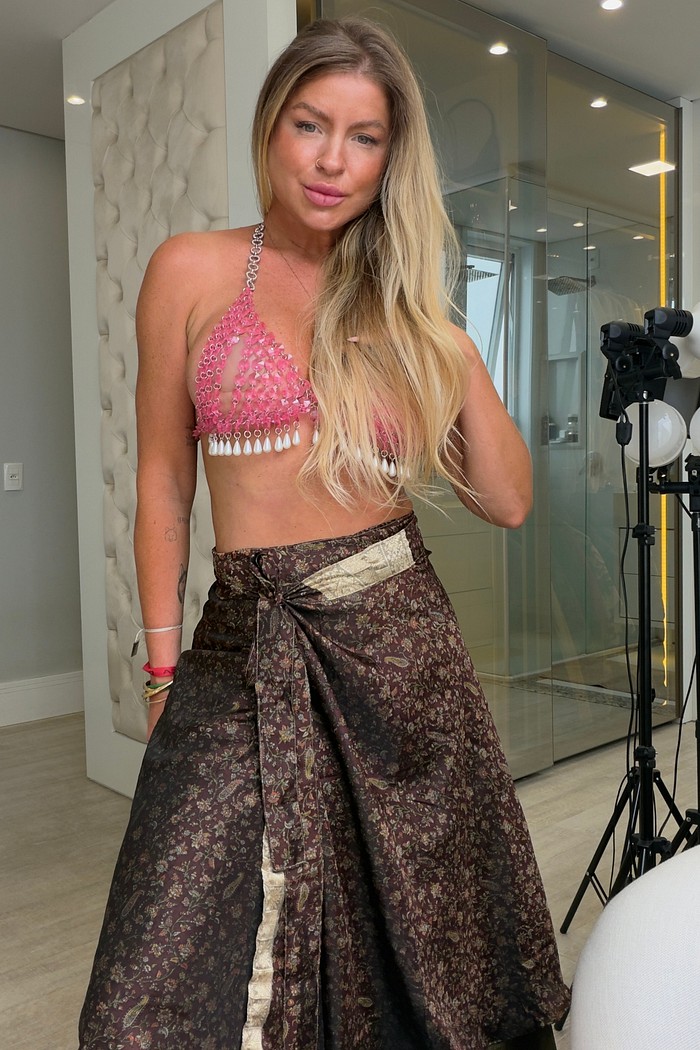 Saia transpassada estampada Indiana