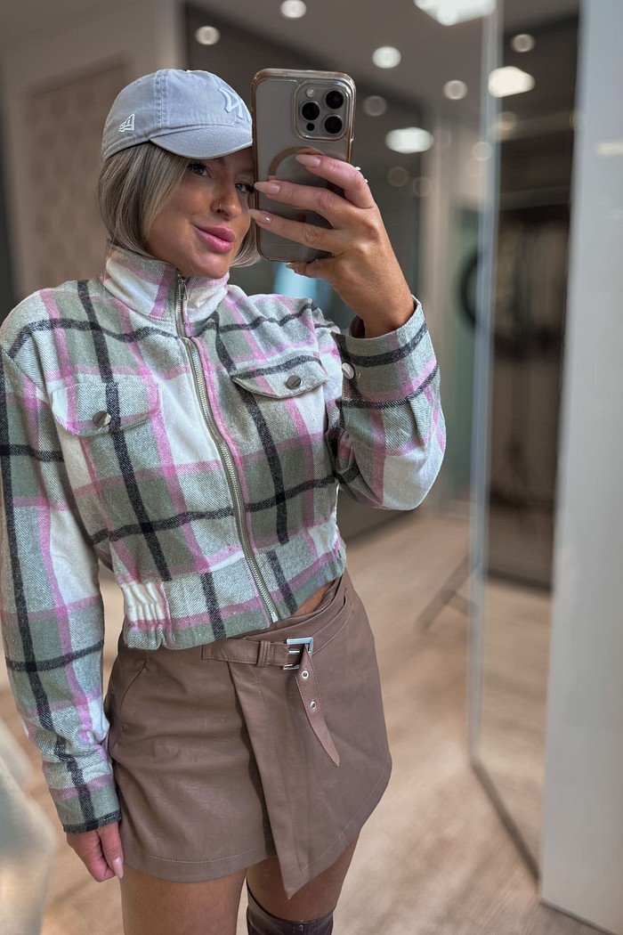 Jaqueta xadrez em flanela Nancy