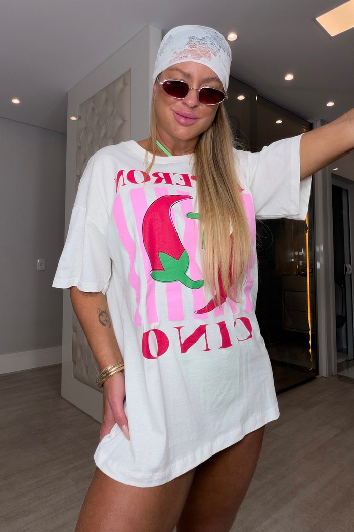 Camiseta alongada oversized estampa Peperon