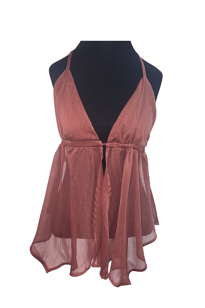 Blusa frente única com abertura frontal e amarração Ester