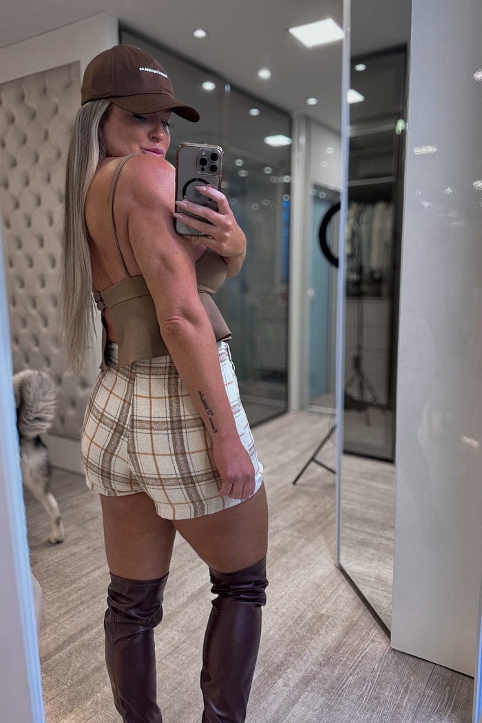 Short saia de lã xadrez Maitê