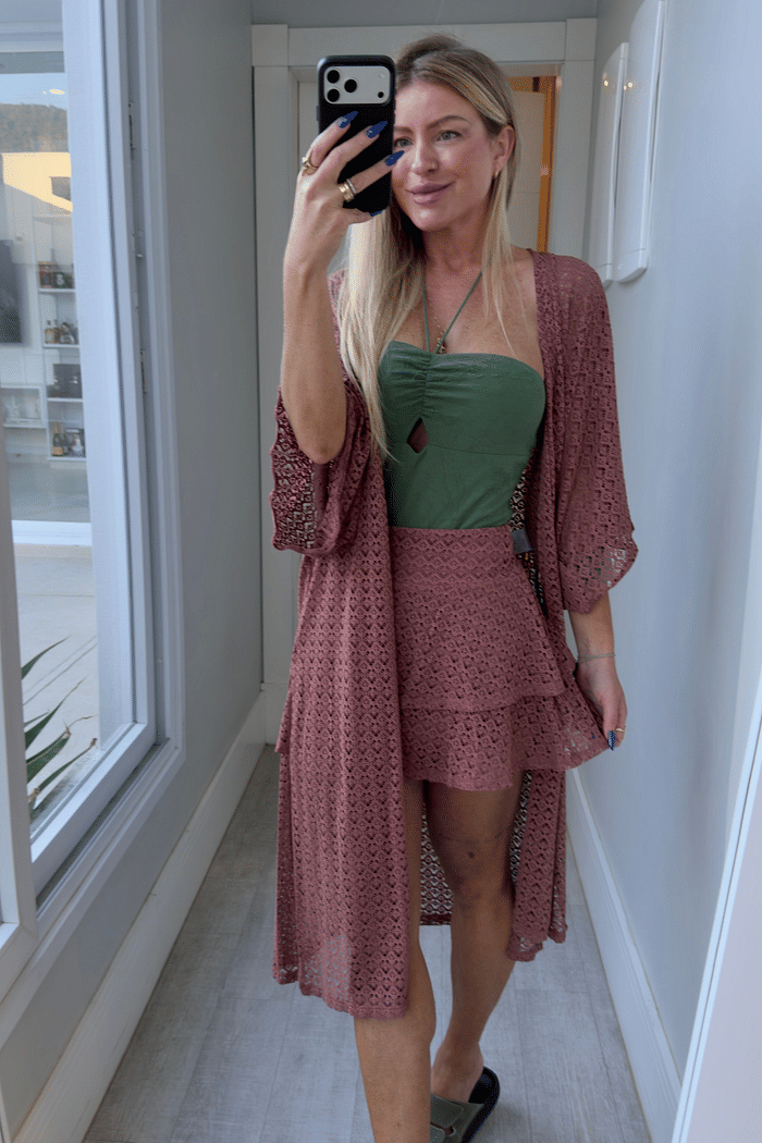 Kimono alongado vazado Marilia