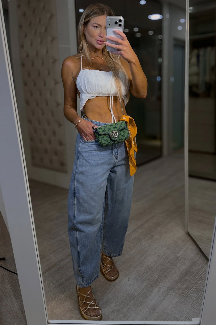 Calça jeans ballon recortes Karen