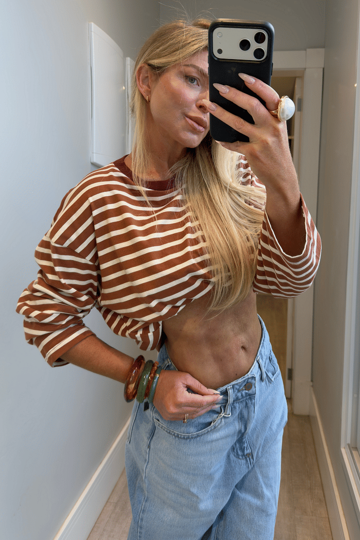 Blusa manga longa estampa de listra