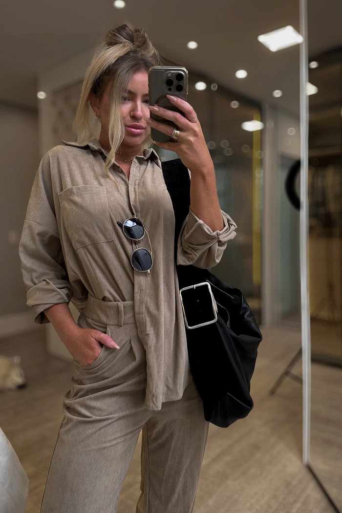 Conjunto calça e camisa veludo cotelê Ana